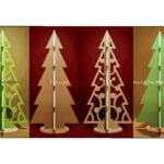 Flat-pack MDF Timber Christmas trees for shop retail display at xmas